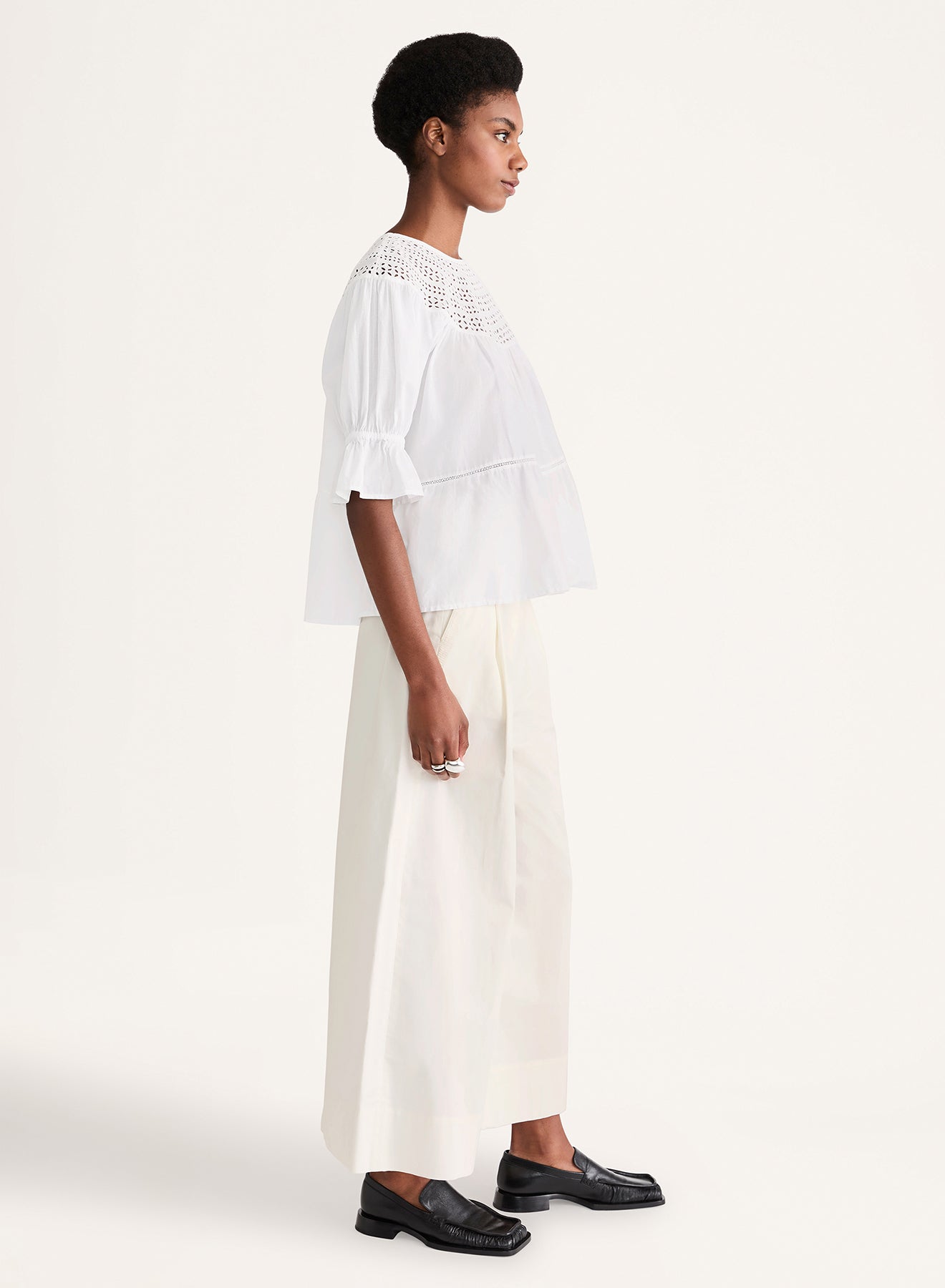 BLOUSES/SHIRTS/TOPS Sol Eyelet Top in White Merlette