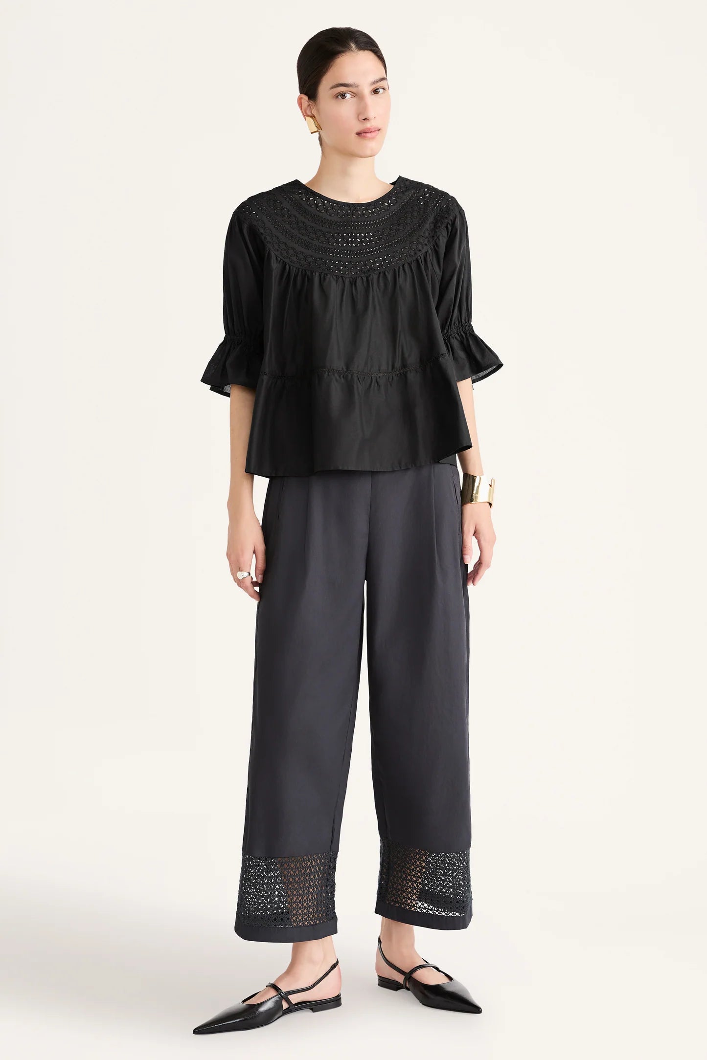 BLOUSES/SHIRTS/TOPS Merlette Sol Eyelet Top in Black Merlette