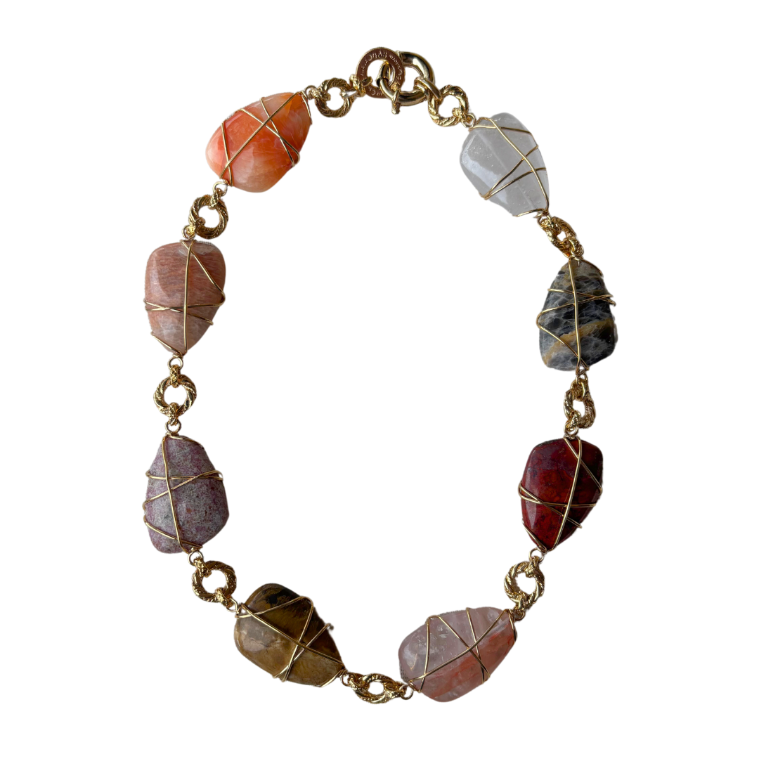 FASHION JEWELRY Multi Rainbow Stone Necklace GAS Bijoux