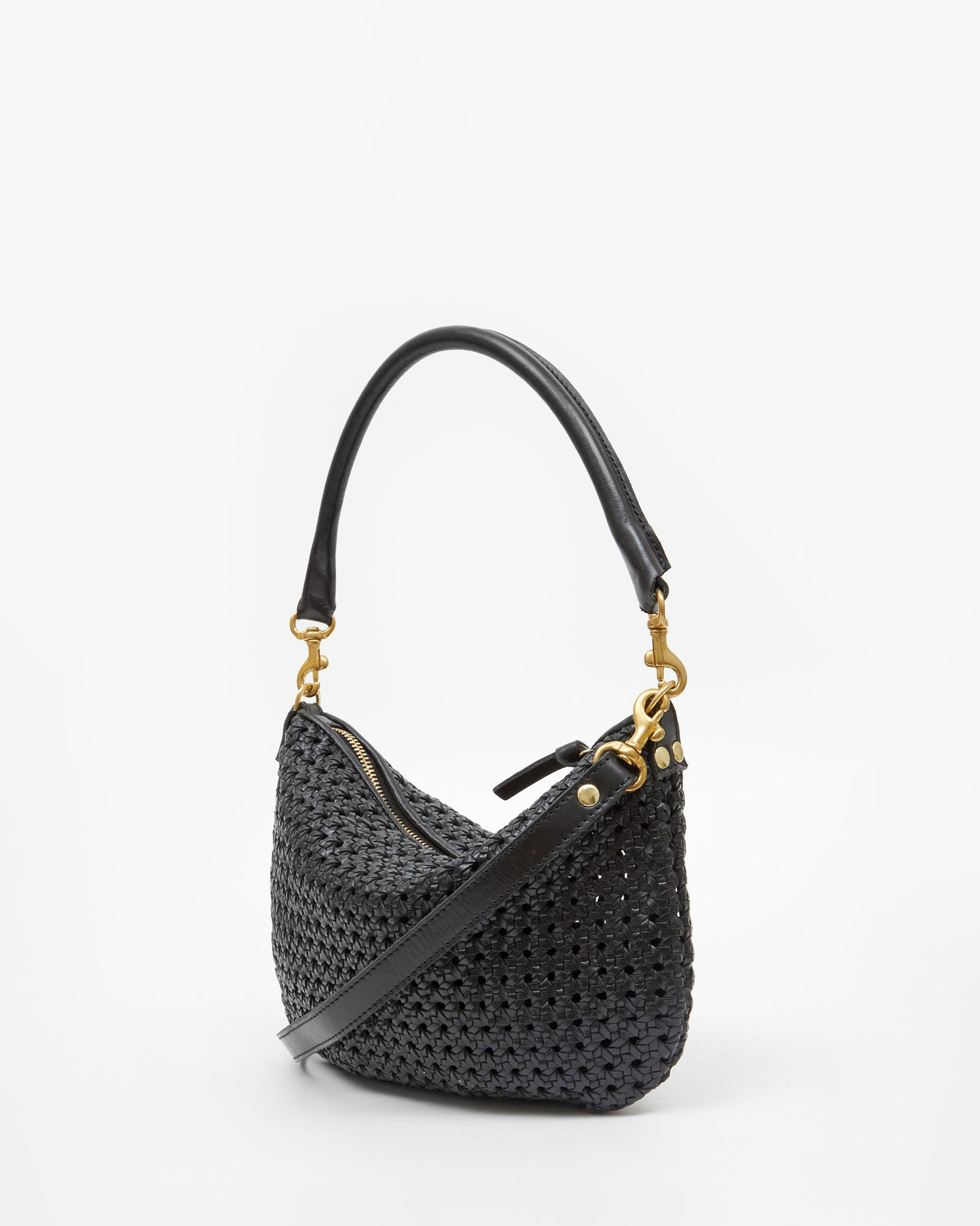 HANDBAGS PETIT MOYEN MESSENGER IN BLACK RATTAN Clare V.