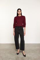 SWEATERS Cashmere Easy Long Sleeve Crew in Burgundy Enza Costa