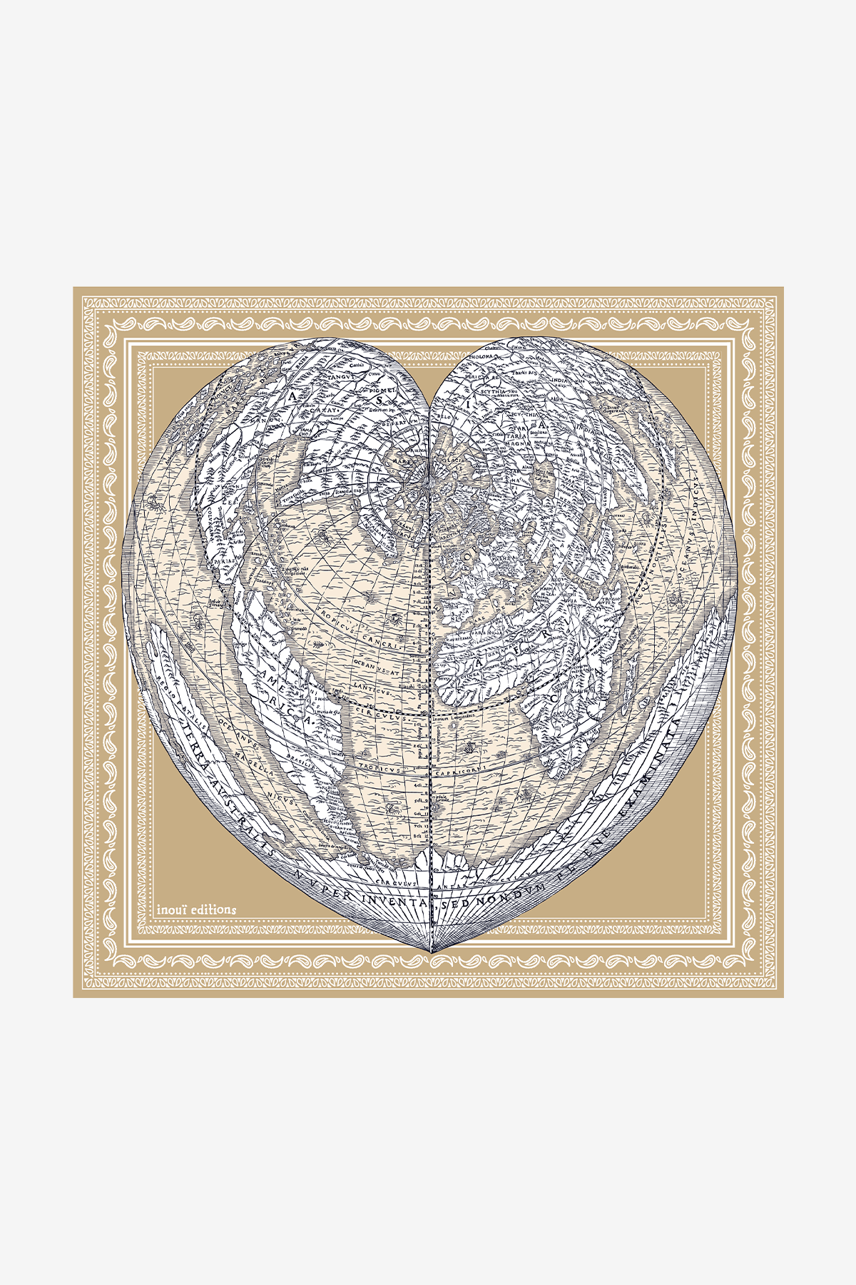 ACCESSORIES World Map Scarf in Natural Inoui