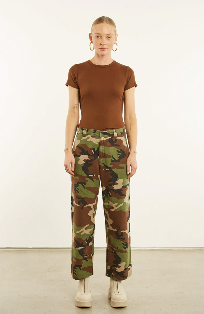 SPRWMN Green Camouflage Suede Leggings Size S – alineconsignment