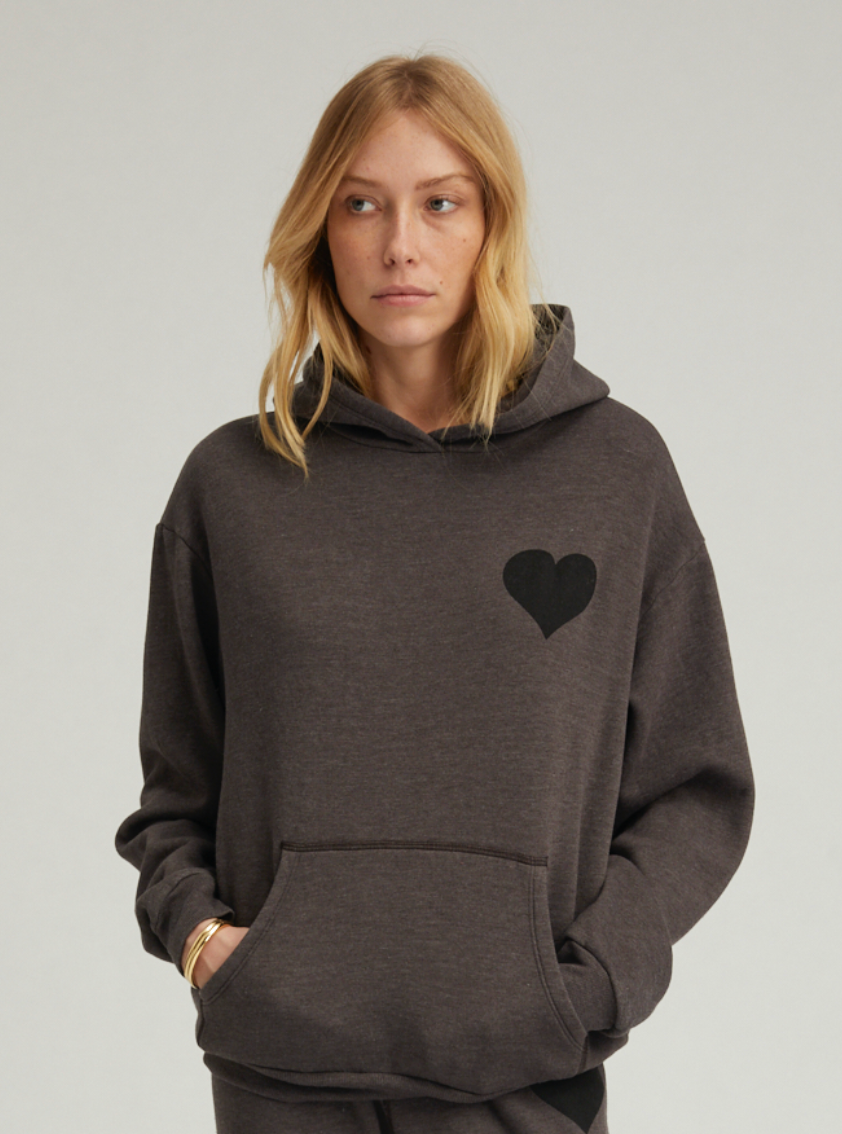 LOUNGE HEART HOODIE IN CHARCOAL SPRWMN