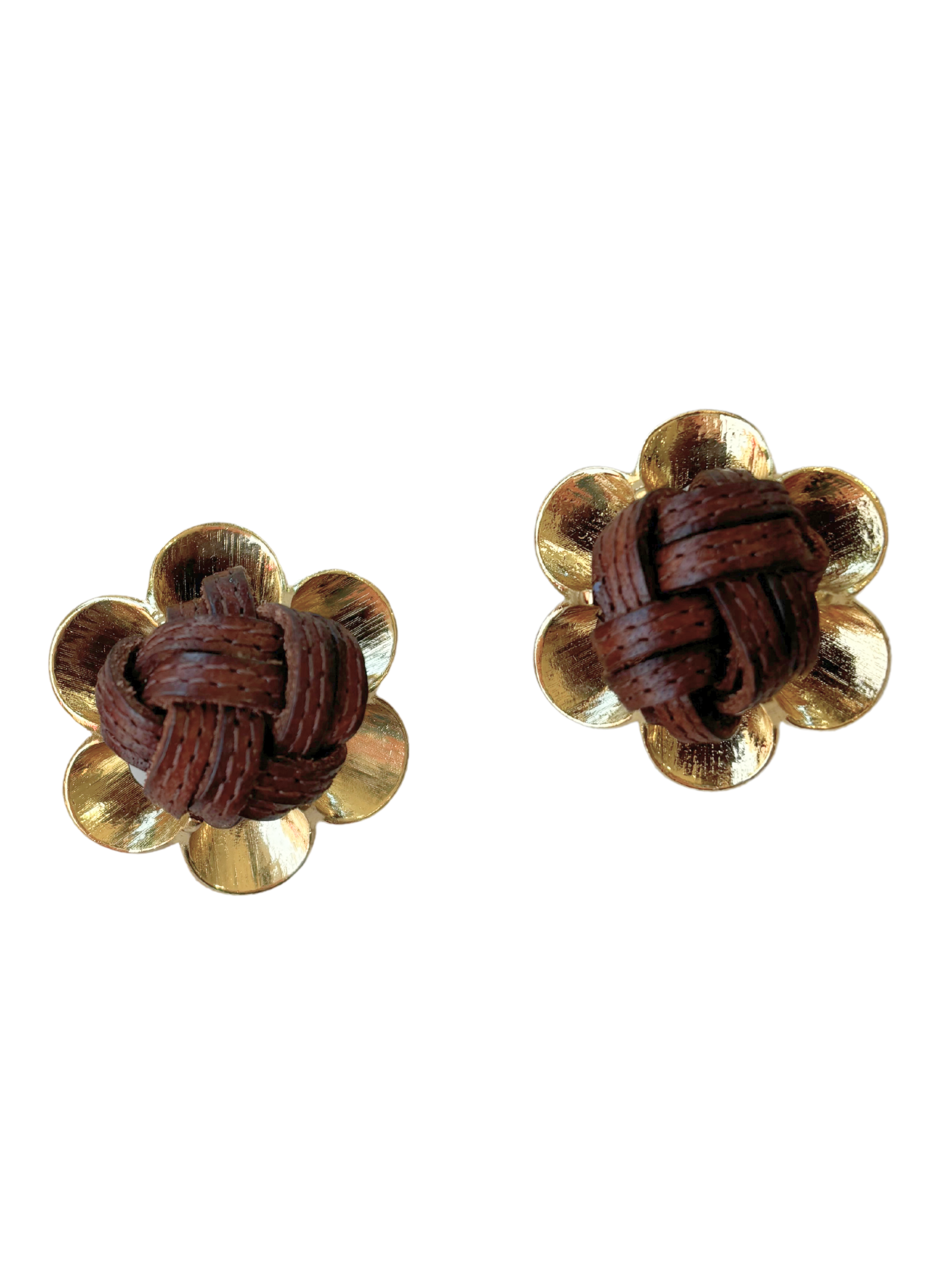 FASHION JEWELRY Puce Nao Earrings in Brown Leather GAS Bijoux