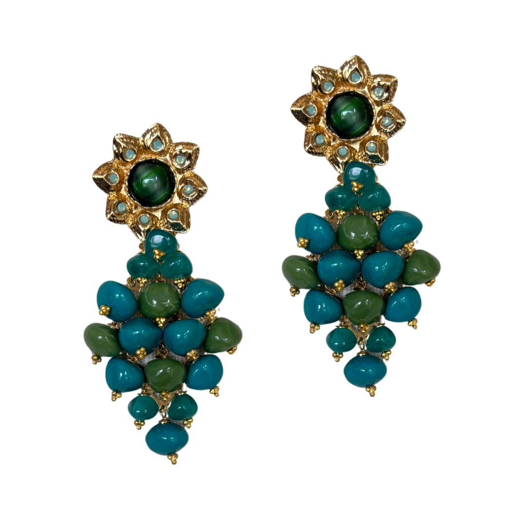 FASHION JEWELRY Uva Tassel Earrings in Teal GAS Bijoux