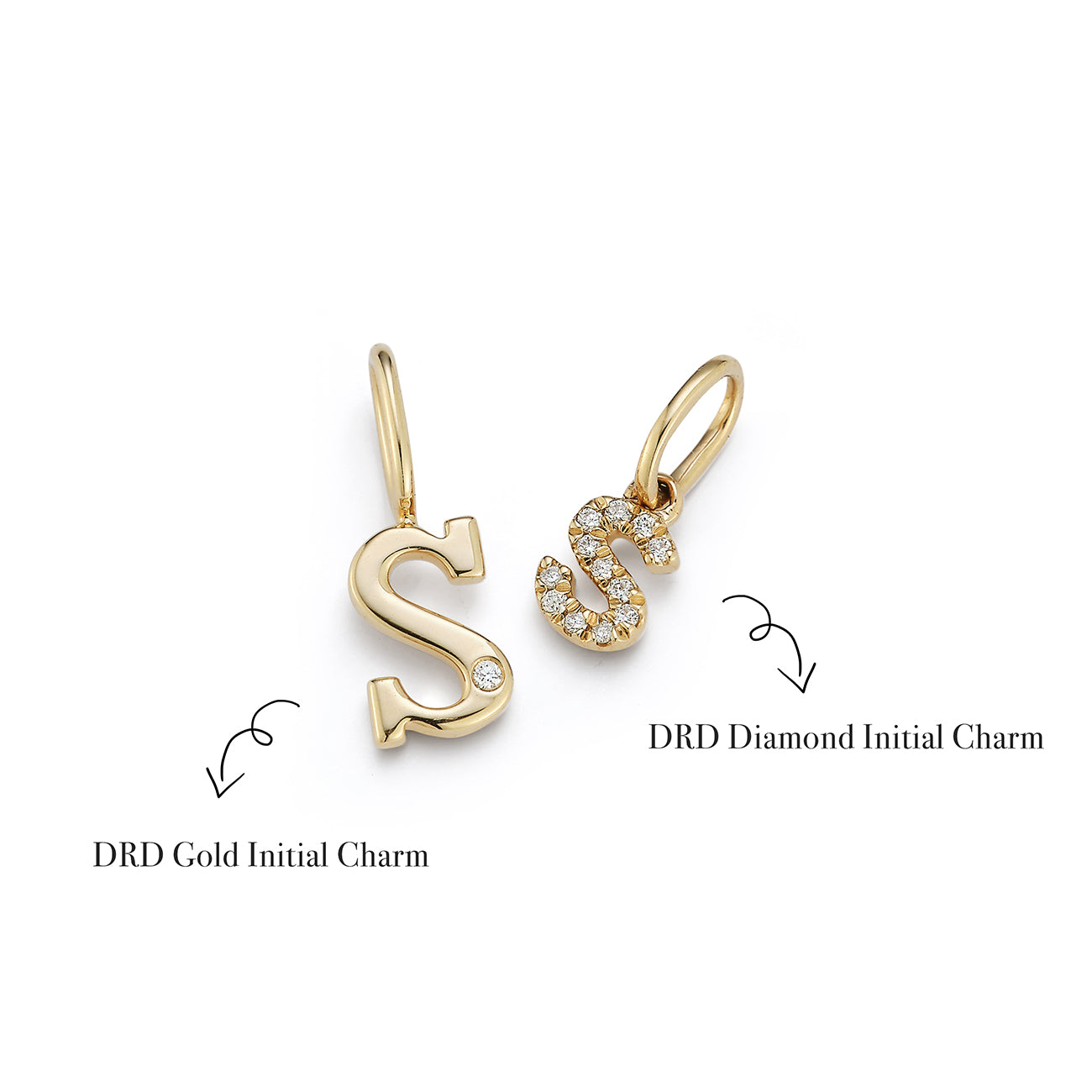 Pendants Dana Rebecca DRD Diamond Letter Charm in Yellow Gold Dana Rebecca