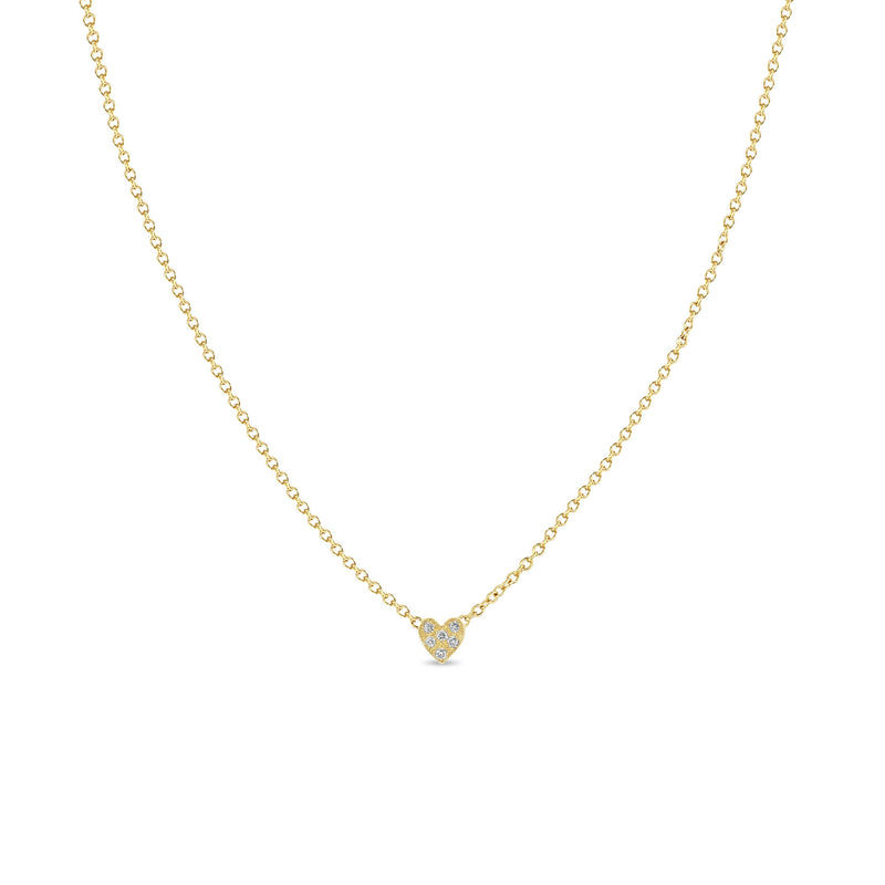 JEWELRY Itty Bitty Diamond Heart Necklace in Yellow Gold Zoe Chicco