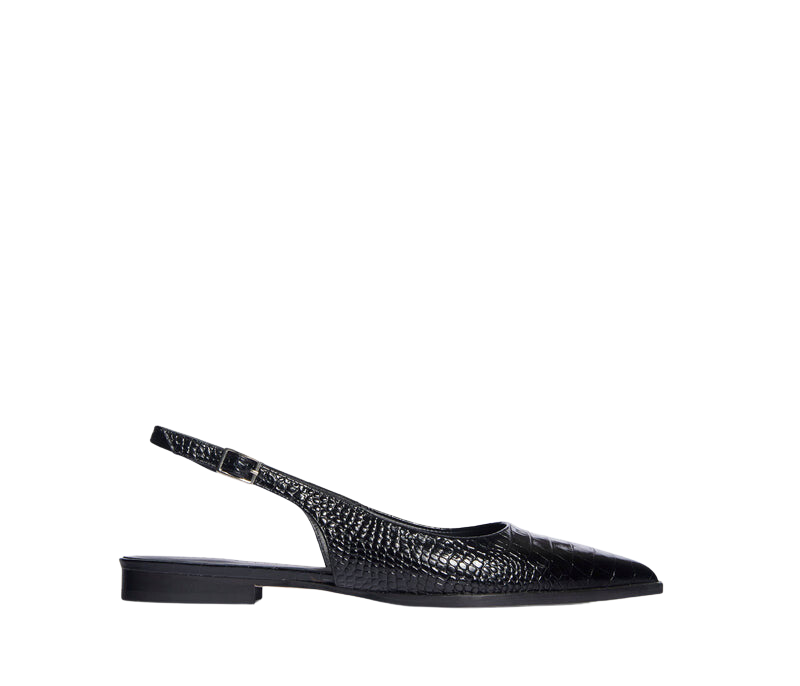 SHOES Marie Slingback Flats in Croco Black Freda Salvador