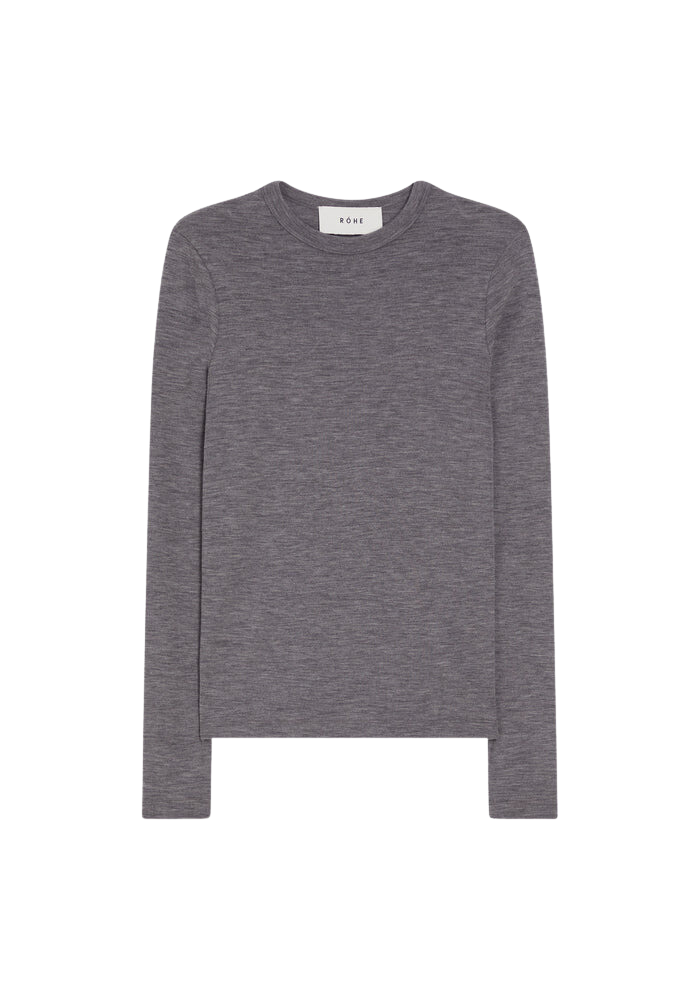 Tops Róhe Merino Long Sleeve in Grey Melange Rohe