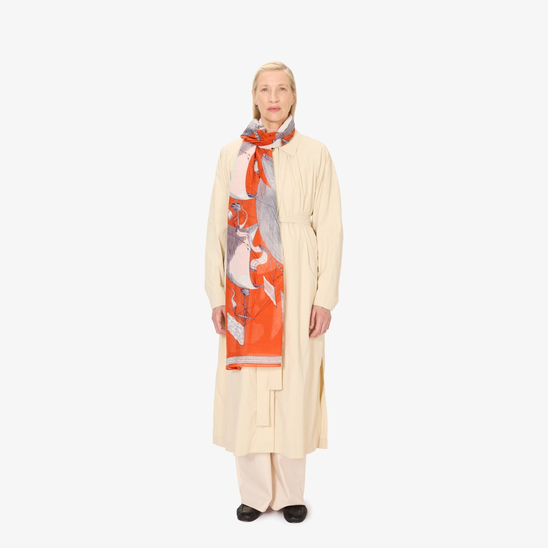 ACCESSORIES SAIL BOAT SCARF IN ORANGE Inoui Editions