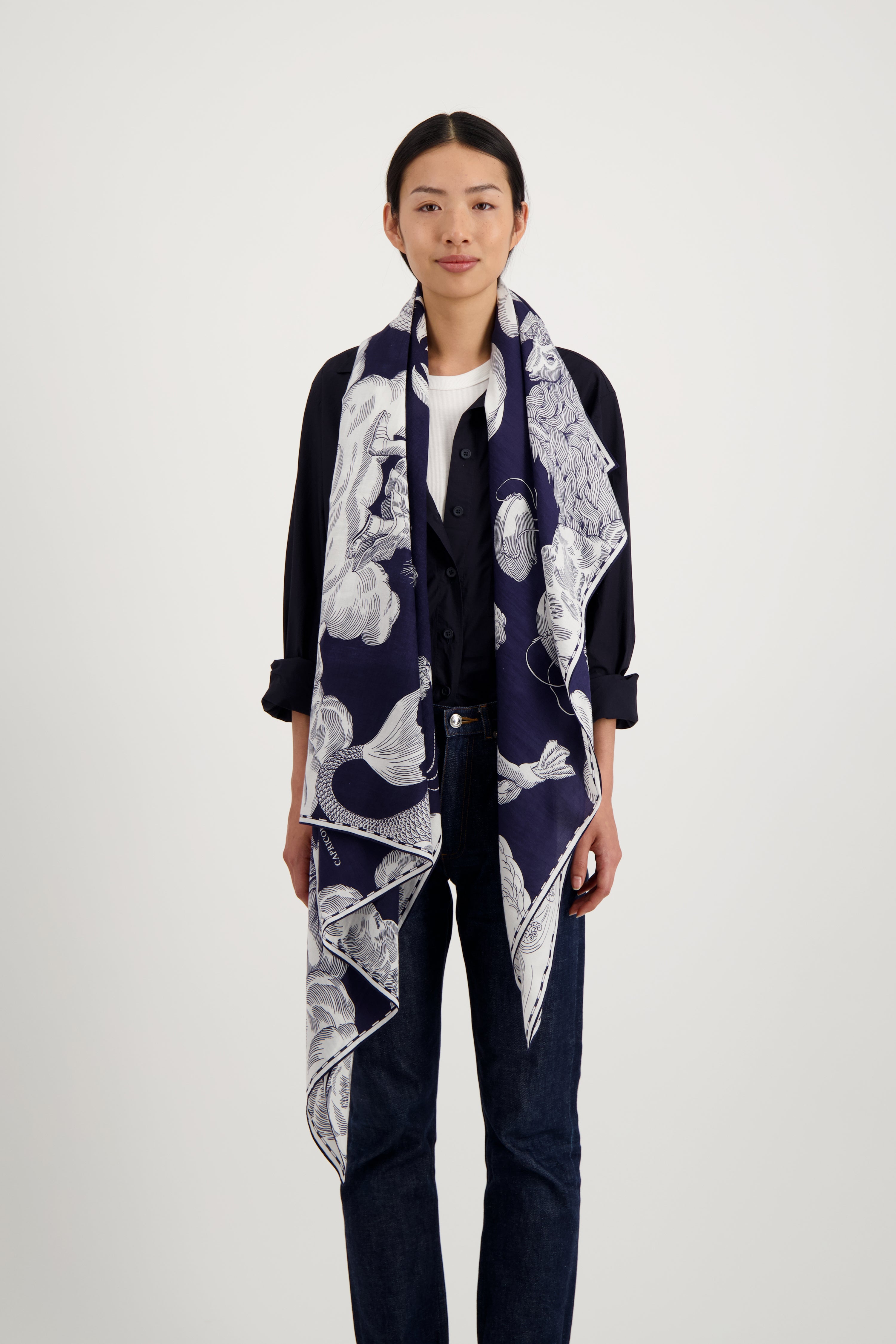 ACCESSORIES Astrology Scarf in Dark Blue Inoui Editions