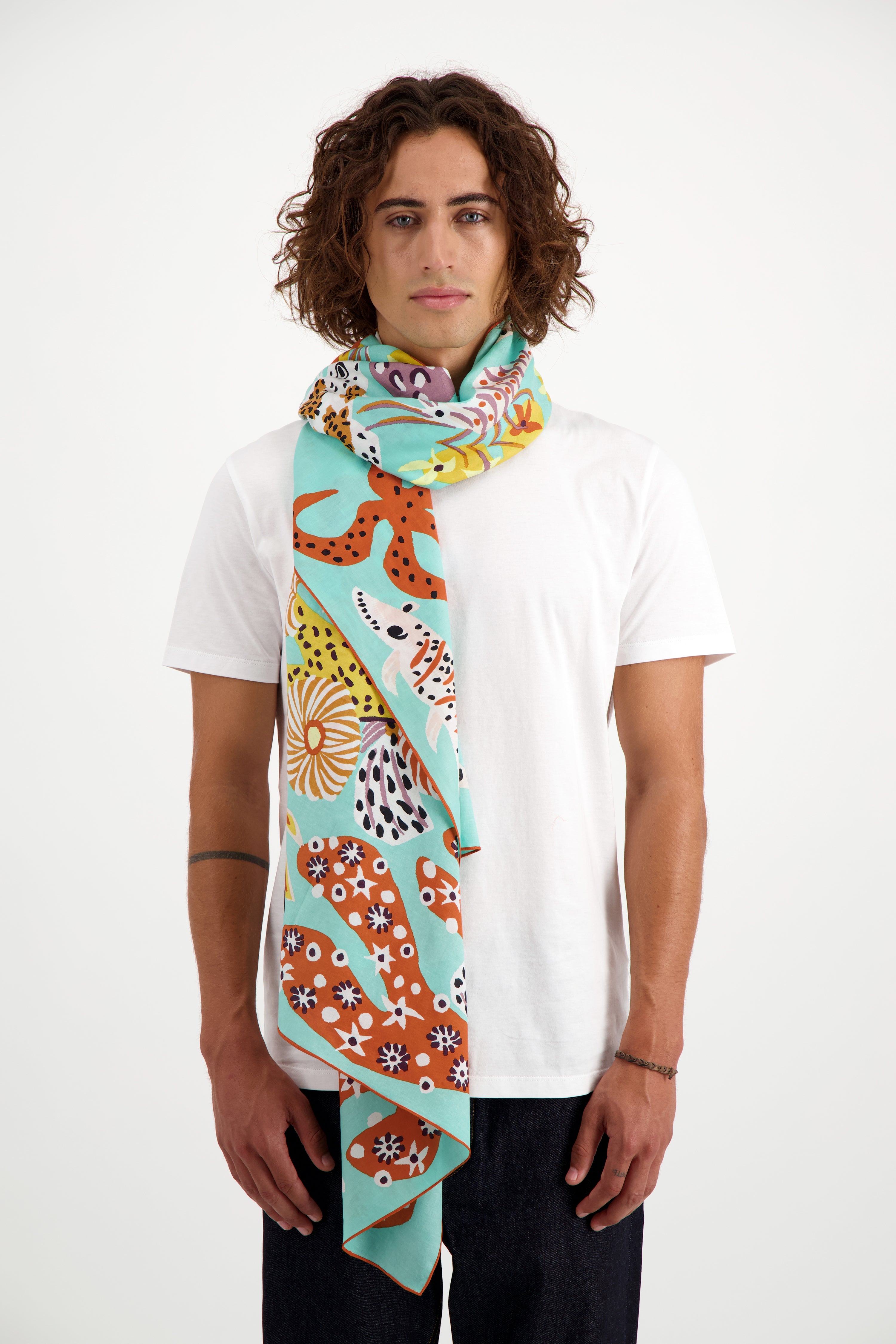 ACCESSORIES Mermaid Garden Scarf in Turquoise Inoui Editions