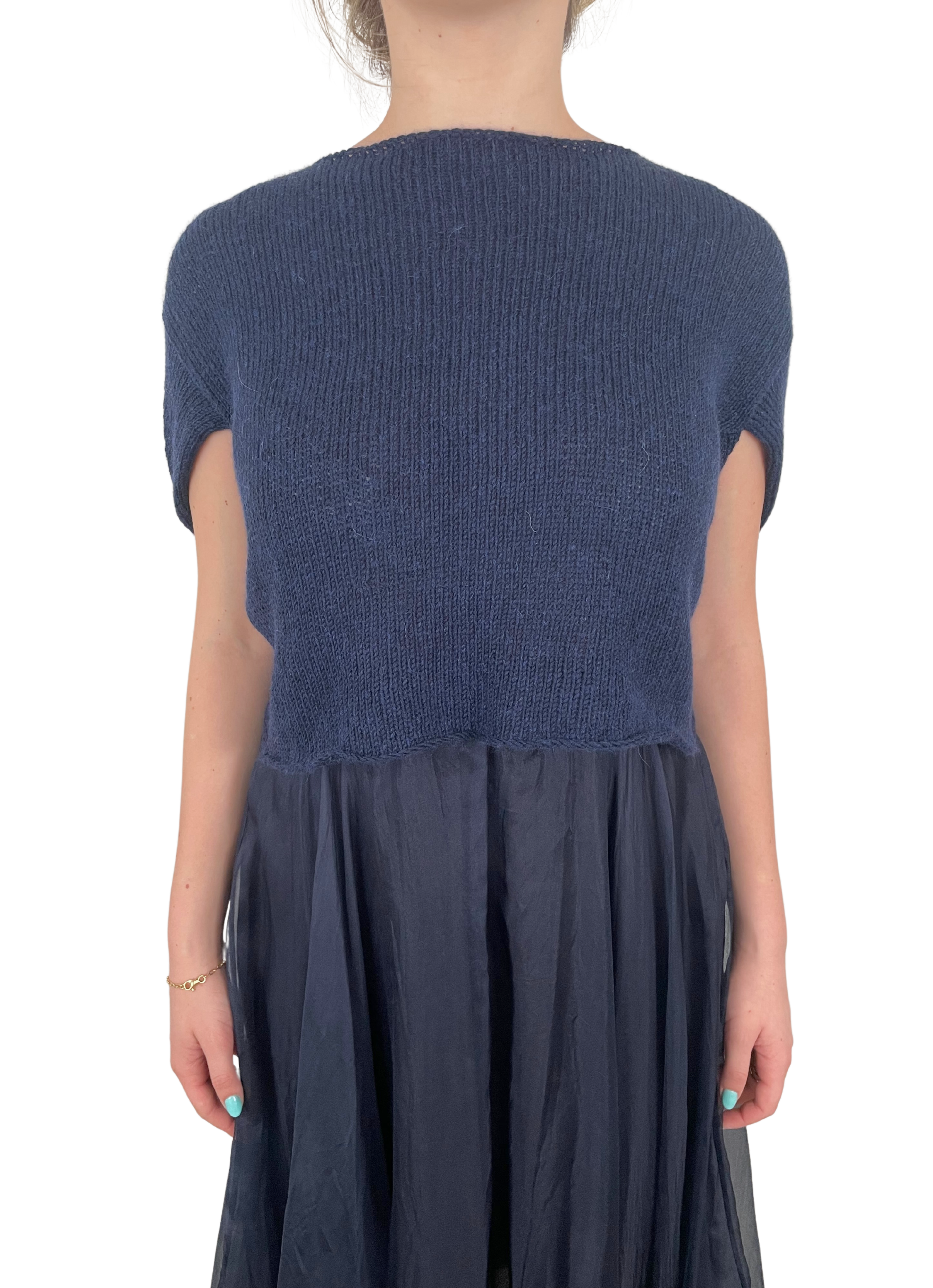 SWEATERS Cotton Sweater in Navy Louiza Babouryan