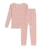 CHILDREN'S APPAREL Long Sleeve Floral Pajama Set in Pink Petit Bateau