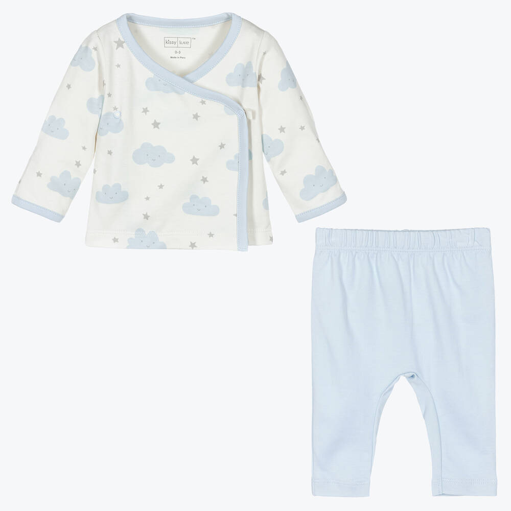 CHILDREN'S APPAREL Baby Clouds Pant Set in Blue Kissy Kissy