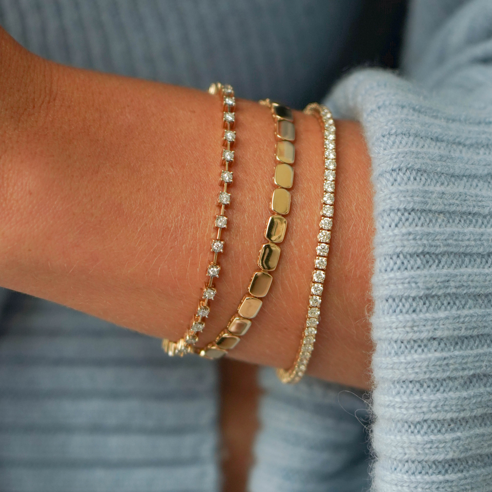 Bracelets Dana Rebecca Ava Bea Interval Tennis Bracelet in Yellow Gold Dana Rebecca