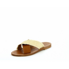 Shoes K. Jacques Criss Cross Slide Sandals in Tan and Raffia K. Jacques