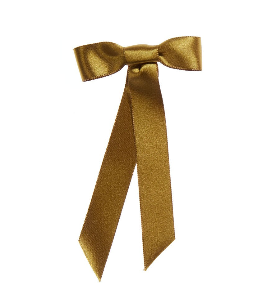 Hair Accessories Jennifer Behr Satin Bow Barrette in Olive Jennifer Behr