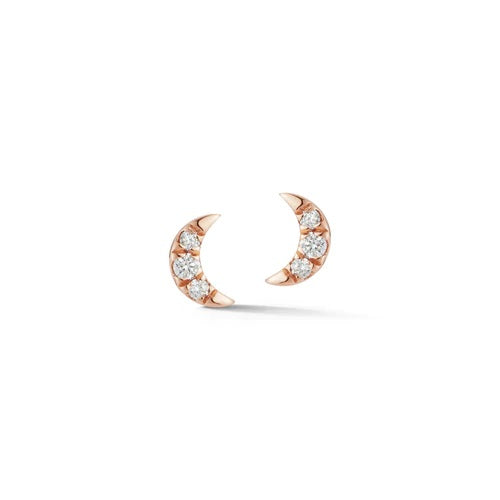 Earrings Dana Rebecca Mini Crescent Moon Studs in Rose Gold Dana Rebecca