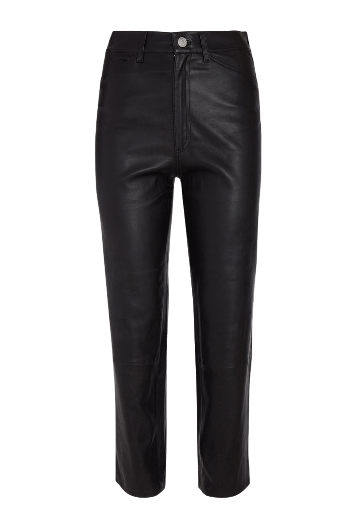 Leather Pants SPRWMN 5 Pocket Straight Leg Leather Pants in Black Sprwmn