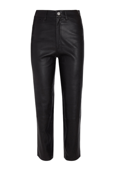 5 Pocket Straight Leg Leather Pants in Black – Serafina