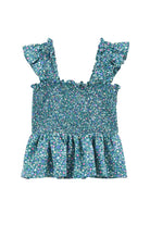 Tops Molly Bracken Floral Smocked top in Green Molly Bracken