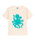 Children's Apparel Petit Bateau Boy Octopus Graphic Tee in Ecru Petit Bateau