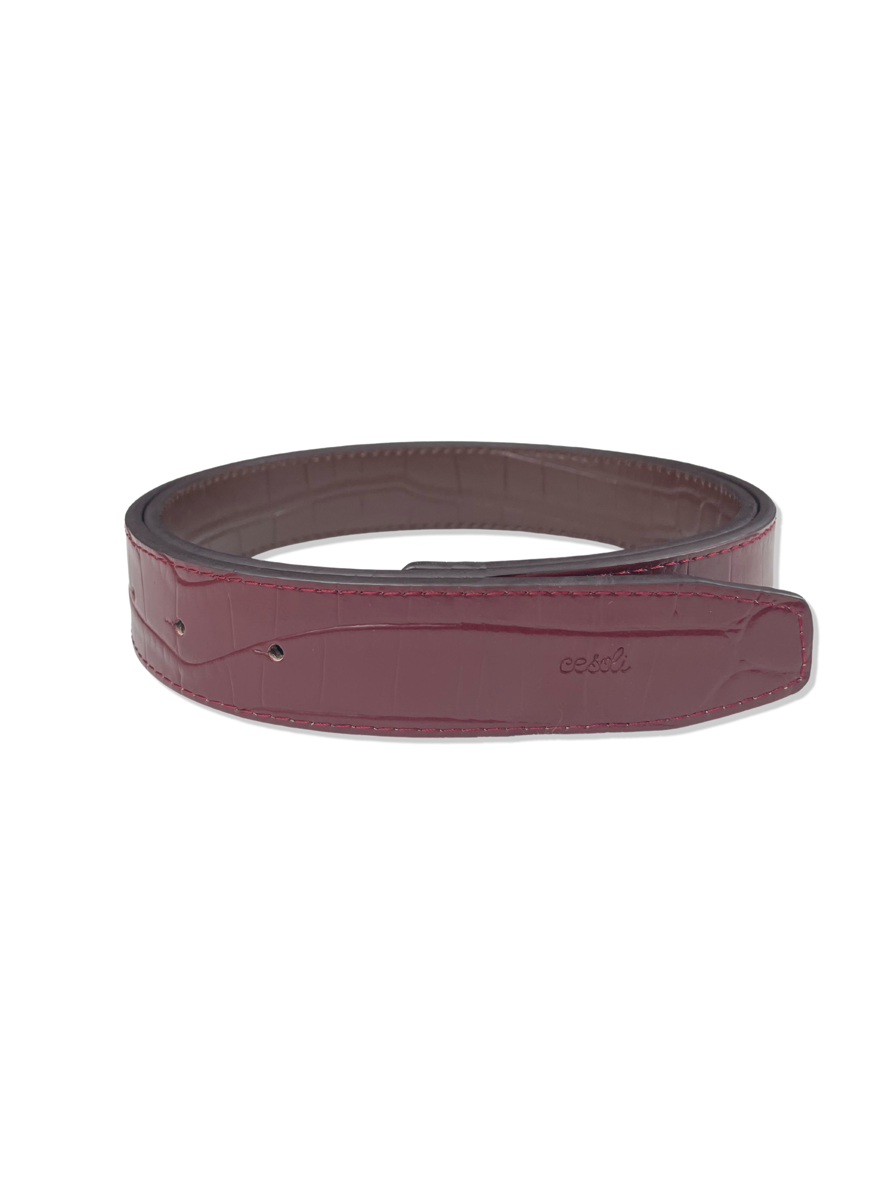 Belts Cesoli Reversible Leather Belt in Sangria/Thoroughbred Brown Cesoli