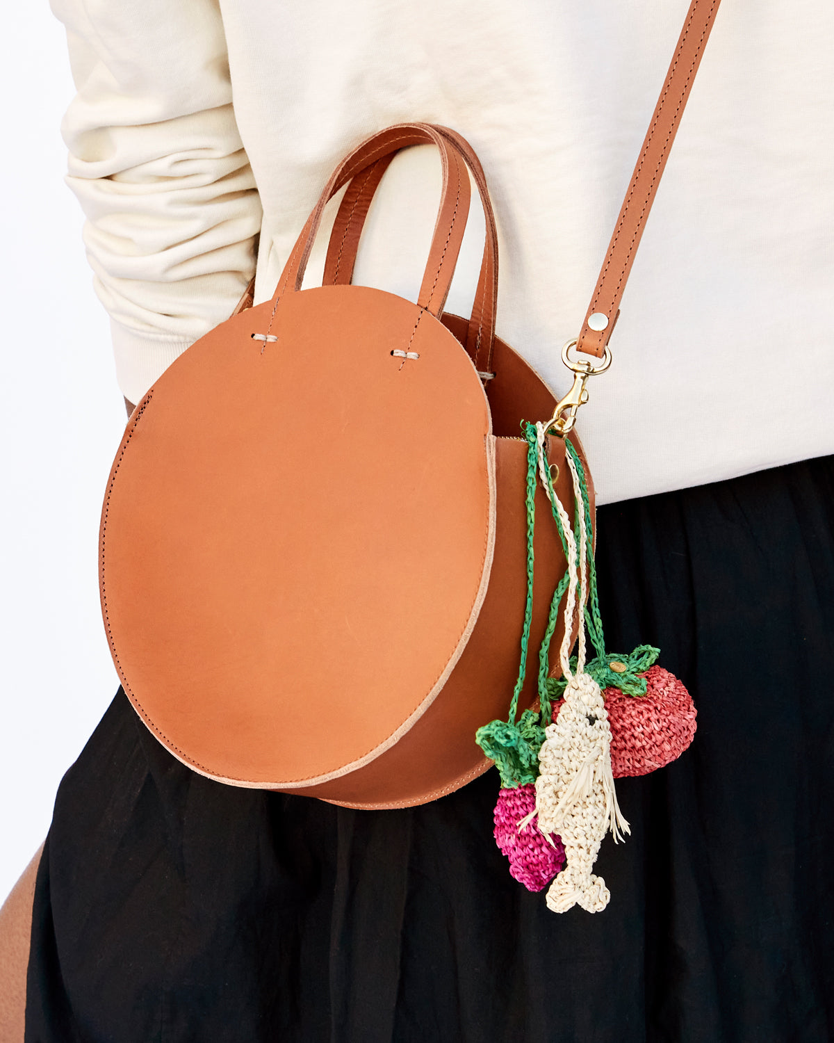 Clare V Petite Alistair Circle Bag Brown Leather