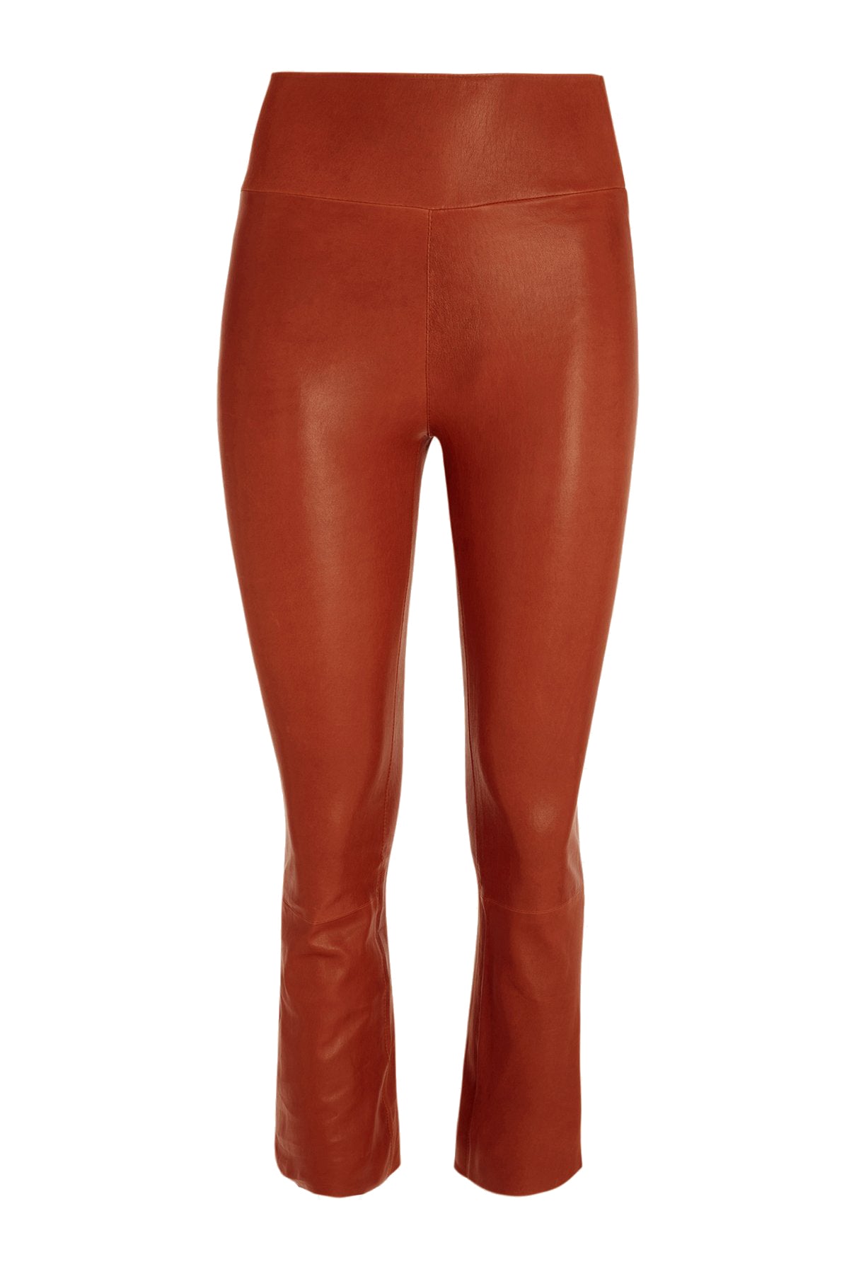High-rise flared leather pants in brown - Alessandra Rich