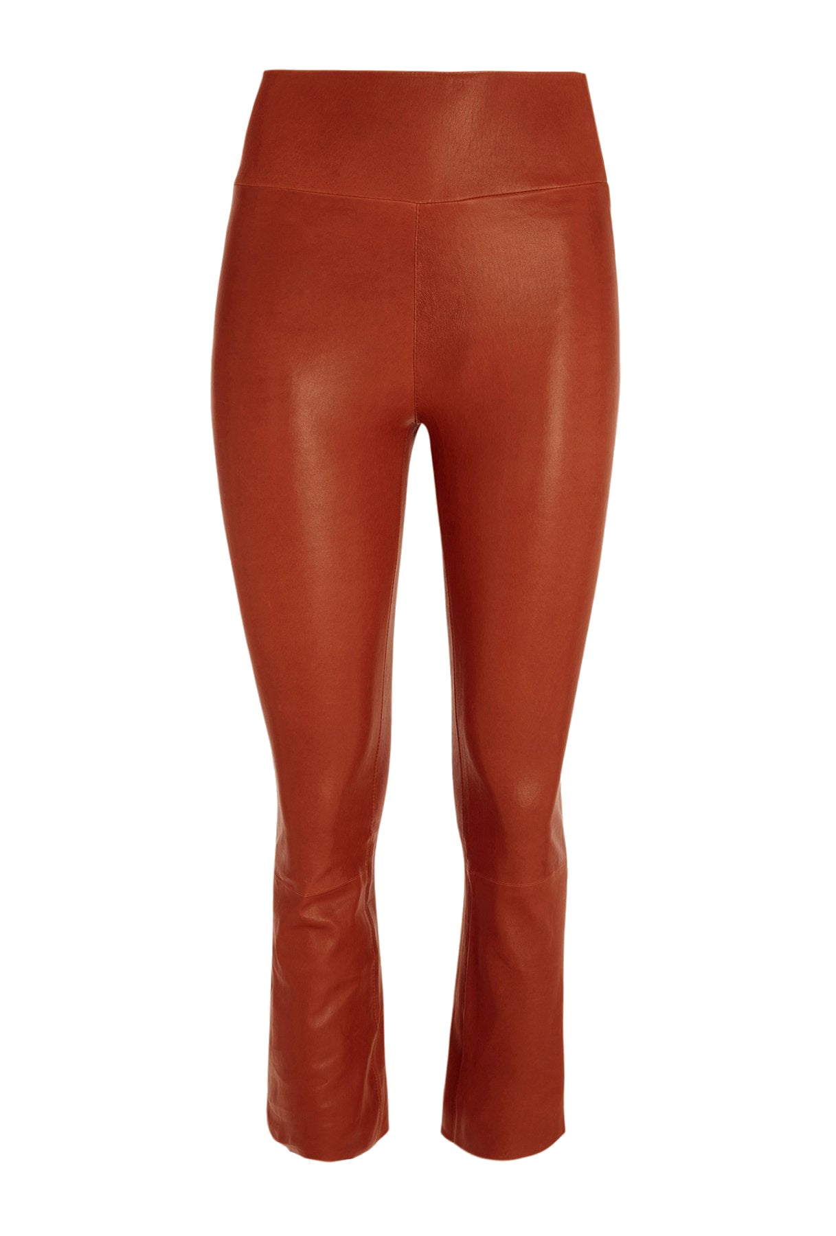 Leather Pants SPRWMN Cropped Flare Leather Leggings in Cognac Sprwmn