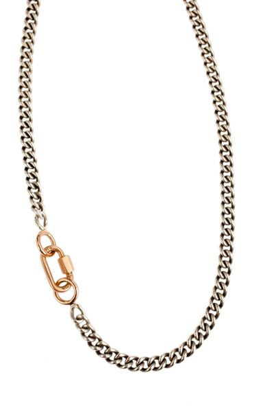 Necklaces Marla Aaron Heavy Curb Chain Necklace in Silver and Rose Gold Marla Aaron