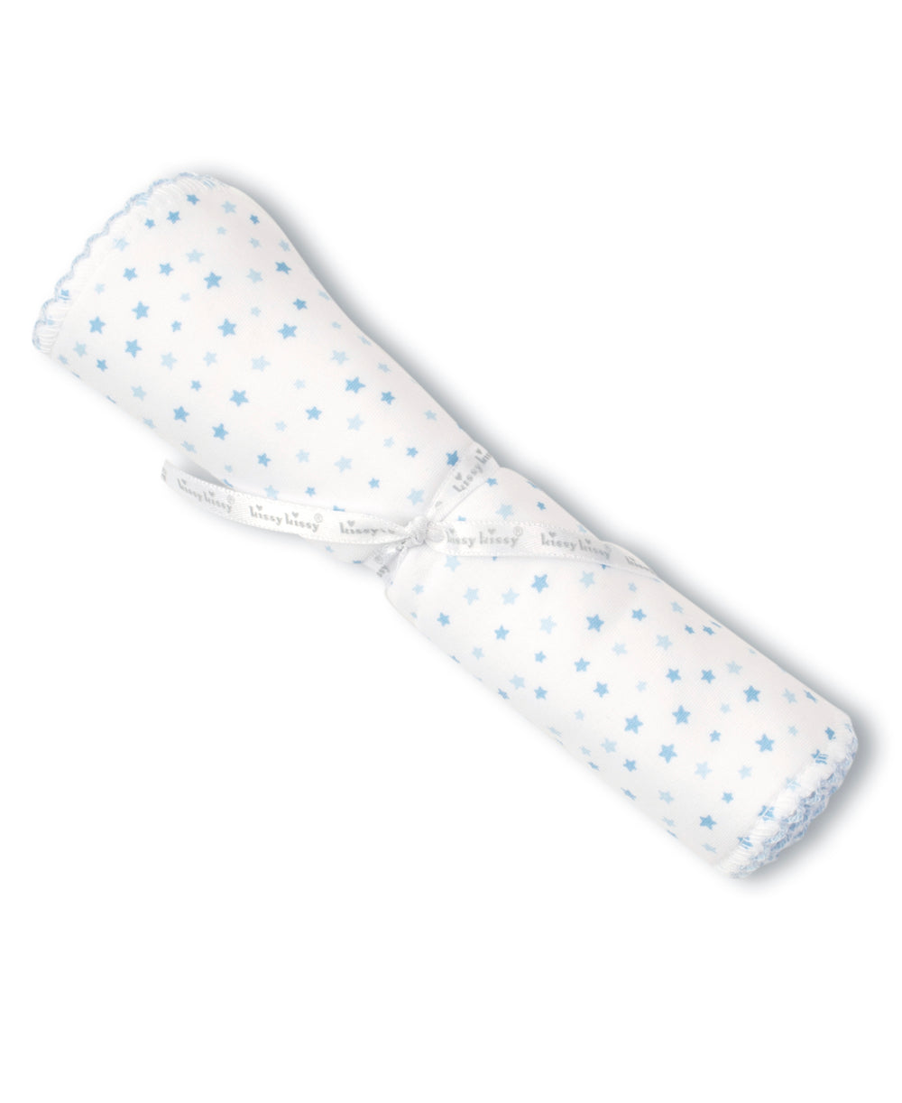 Baby Kissy Kissy Superstar Burp Cloth in White and Light Blue Kissy Kissy