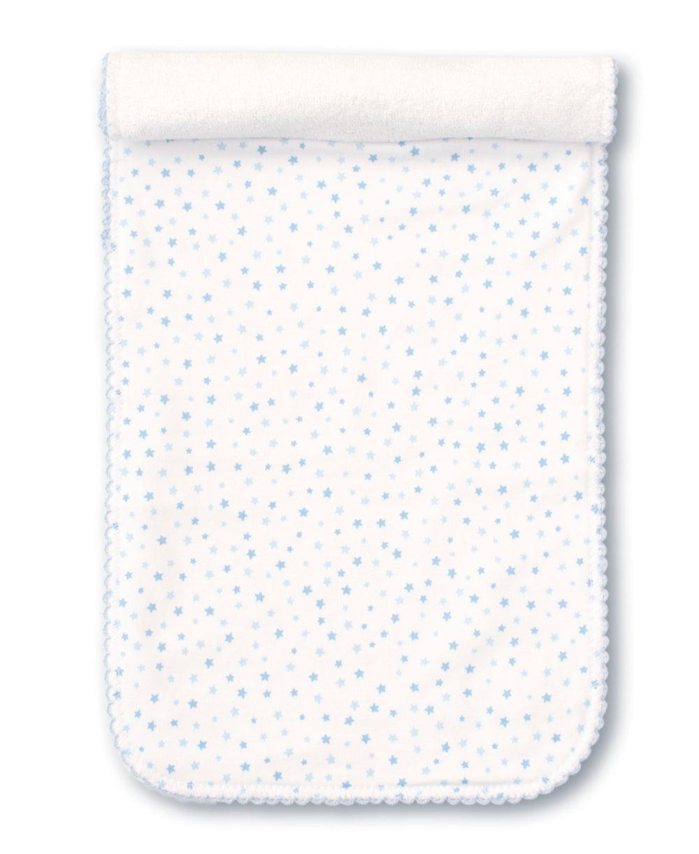 Baby Kissy Kissy Superstar Burp Cloth in White and Light Blue Kissy Kissy