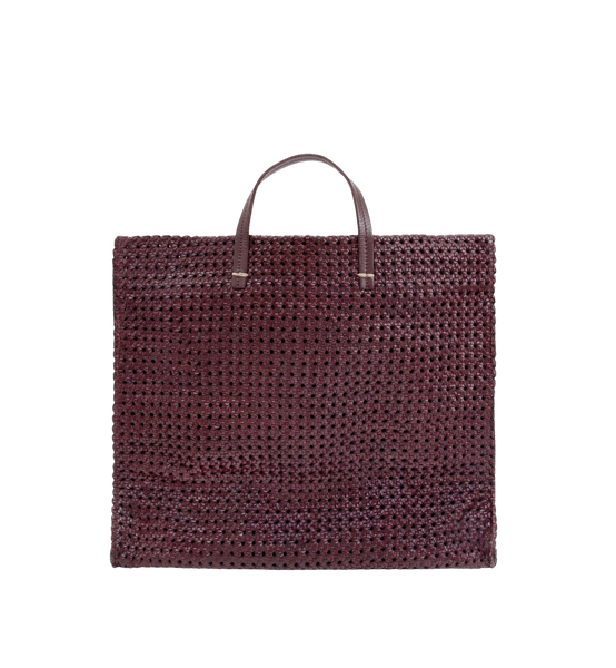 Clare V. Petit Simple Tote in Marigold Hand Woven Leather Rattan