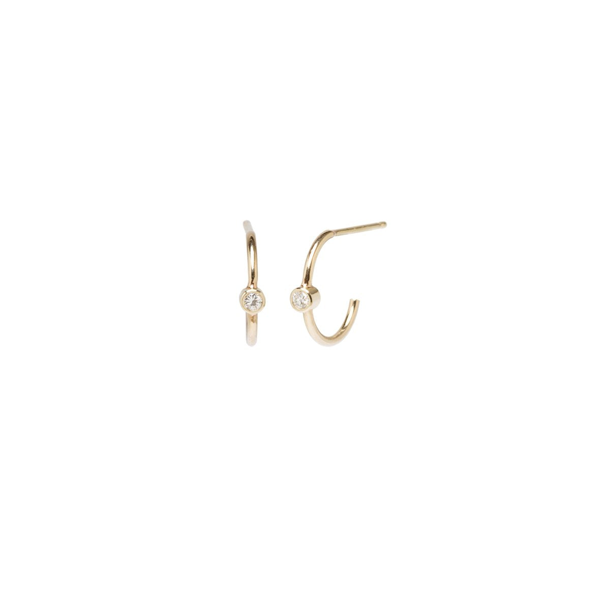 Earrings Zoe Chicco Diamond Hoops in Yellow Gold Zoe Chicco