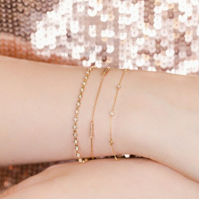 Bracelets Dana Rebecca Lulu Jack Single Bezel Bracelet in Rose Gold Dana Rebecca