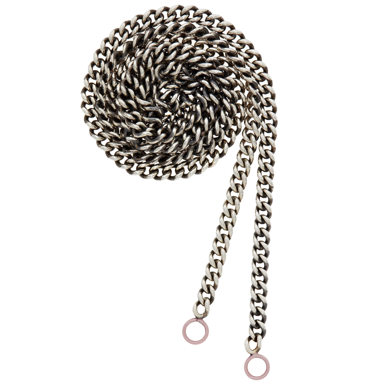 Necklaces Marla Aaron Heavy Curb Chain Necklace in Silver and Rose Gold Marla Aaron