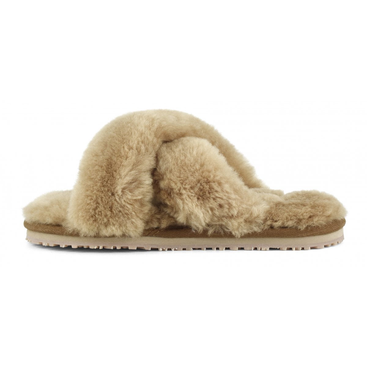 Shoes Mou Criss Cross Fur Slide in Camel Mou