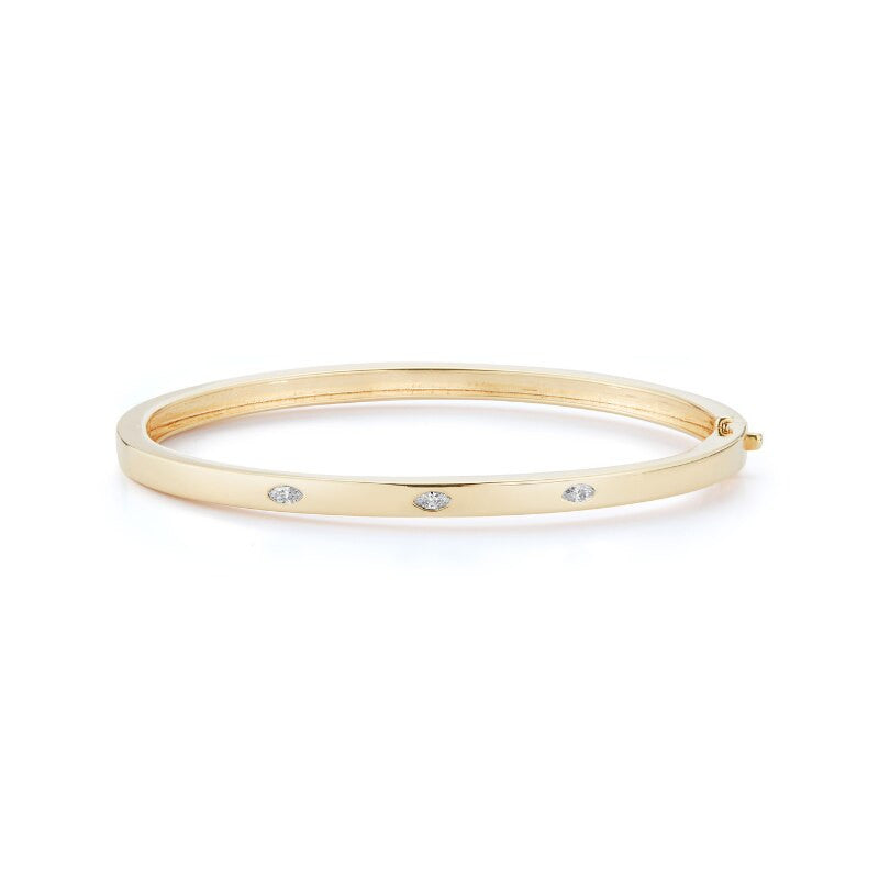 Dana Rebecca Alexa Jordyn Marquise Diamond Bangle in Yellow Gold – Serafina